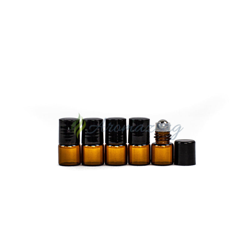 Laden Sie das Bild in Galerie -Viewer, 1 Ml Roll-On-Flaschen (Paket Von 5) Braunglas Roll-On Flasche
