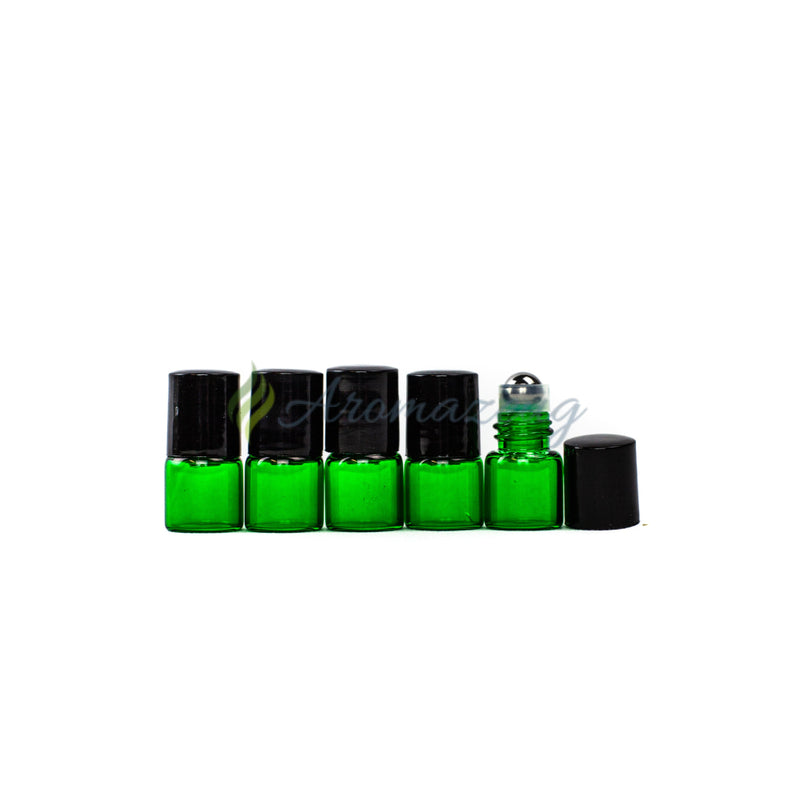 Laden Sie das Bild in Galerie -Viewer, 1 Ml Roll-On-Flaschen (Paket Von 5) Grün Roll-On Flasche
