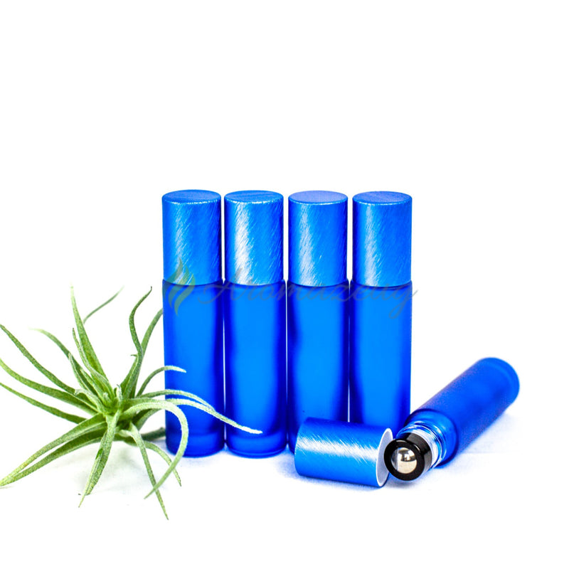 Laden Sie das Bild in Galerie -Viewer, 10 Ml Farbige Roll-On Flaschen In Matt Mit Metalldeckel Und Premium-Rollern - Paket Von 5 Flasche

