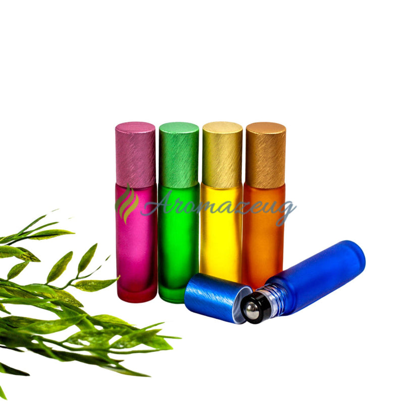 Laden Sie das Bild in Galerie -Viewer, 10 Ml Farbige Roll-On Flaschen In Matt Mit Metalldeckel Und Premium-Rollern (Paket Von 5)
