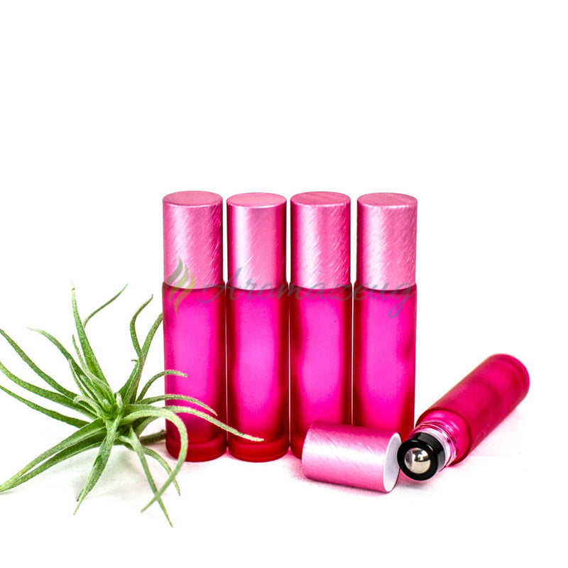 Laden Sie das Bild in Galerie -Viewer, 10 Ml Farbige Roll-On Flaschen In Matt Mit Metalldeckel Und Premium-Rollern - Paket Von 5 Flasche
