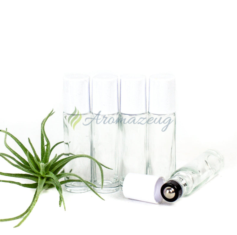 Laden Sie das Bild in Galerie -Viewer, 10 Ml Klare Roll-On Flaschen Mit Premium-Rollern - Paket Von 5 Weiß Flasche
