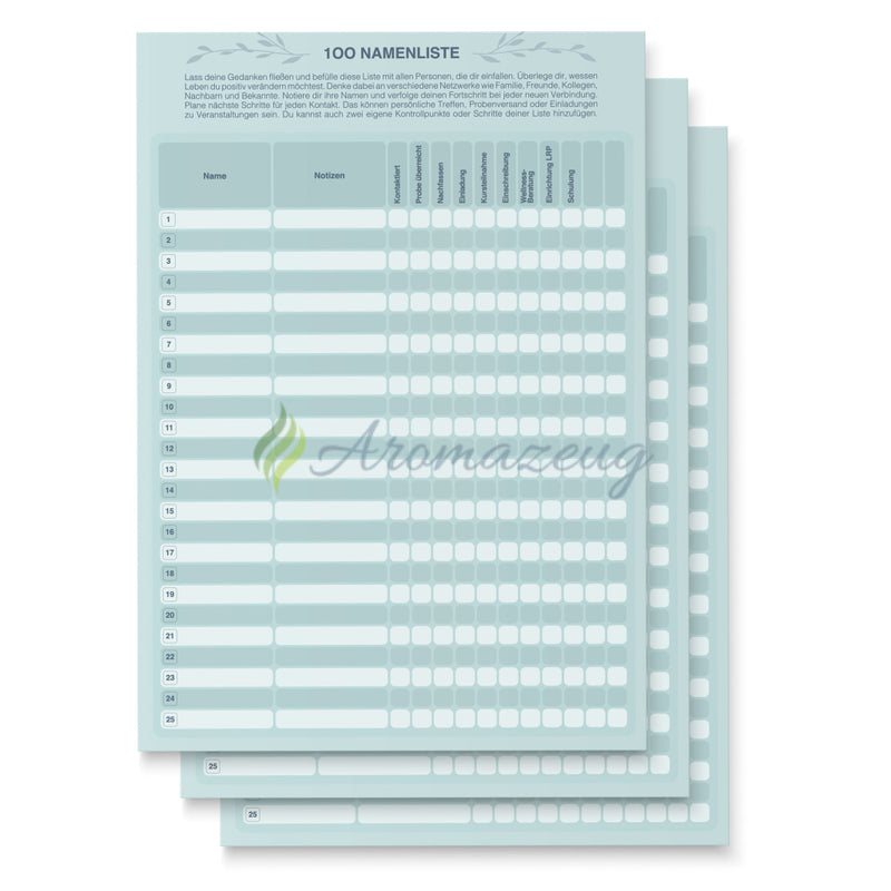 Laden Sie das Bild in Galerie -Viewer, 100 Namenliste Faltblatt (Paket Von 10)
