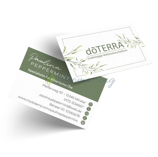 100 Personalisierte Visitenkarten für Berater OLIVE (Wieder erhältlich ab 19.05.) Design mit festgelegtem Marken-Logo