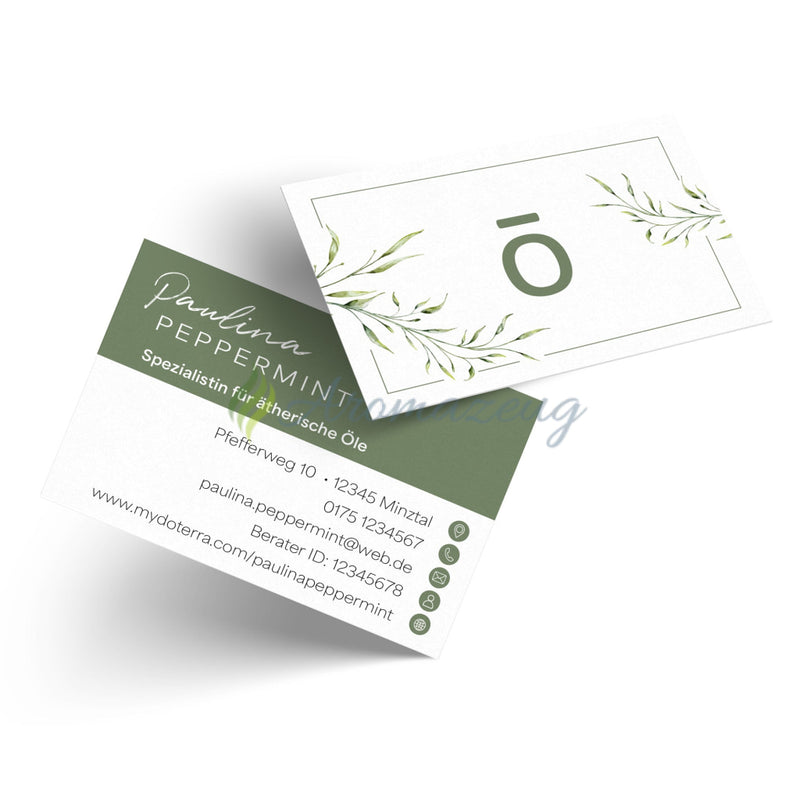 Laden Sie das Bild in Galerie -Viewer, 100 Personalisierte Visitenkarten für Berater OLIVE (Wieder erhältlich ab 19.05.) Design mit ō-Logo Für Berater
