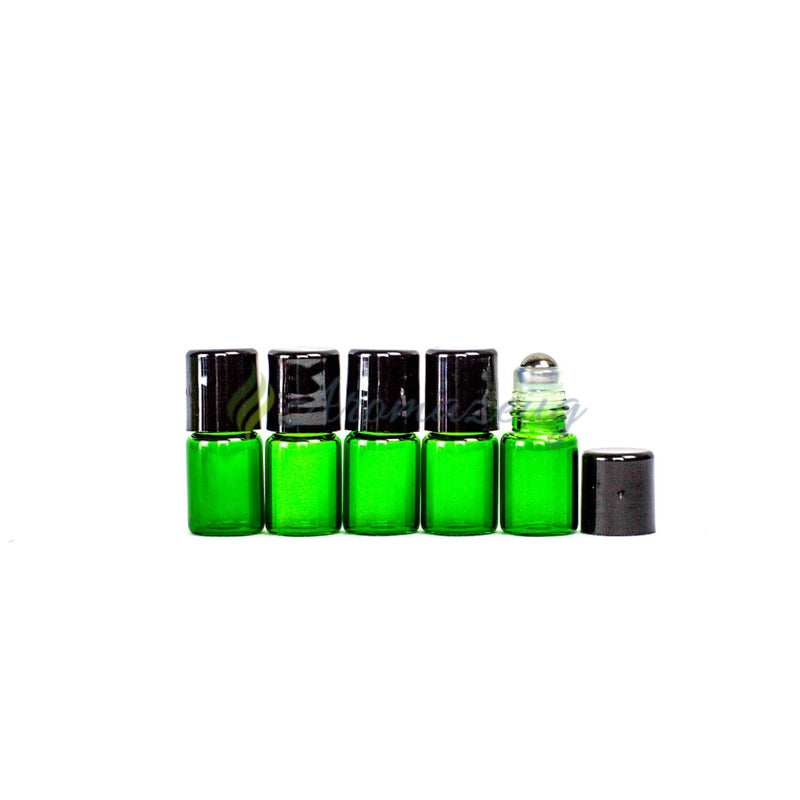 Laden Sie das Bild in Galerie -Viewer, 2 Ml Roll-On Flaschen - Paket Von 5 Grün Flasche

