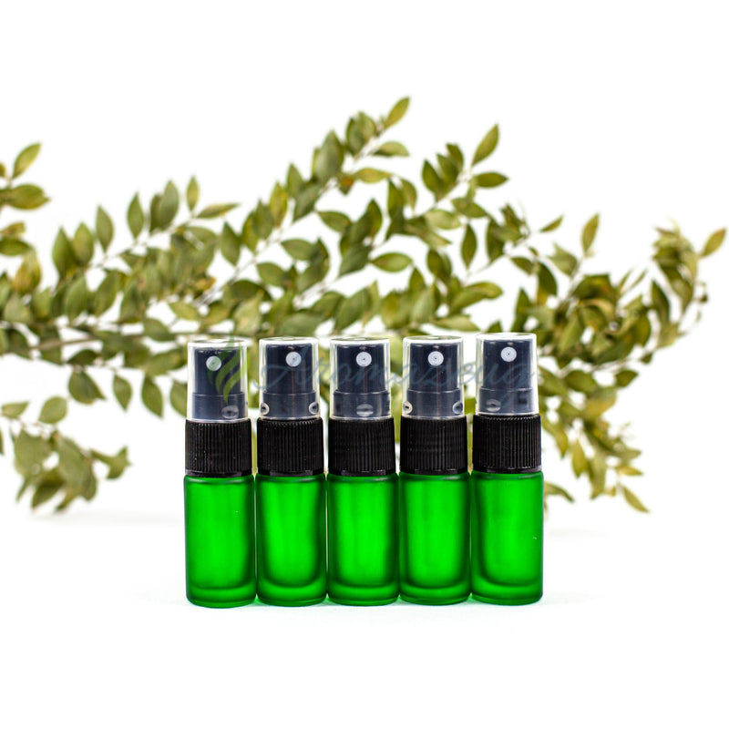 Laden Sie das Bild in Galerie -Viewer, 5 Ml Deluxe Farbige Roll-On-Flaschen In Matt Mit Spray-Aufsatz - Paket Von Grün Spray Flasche
