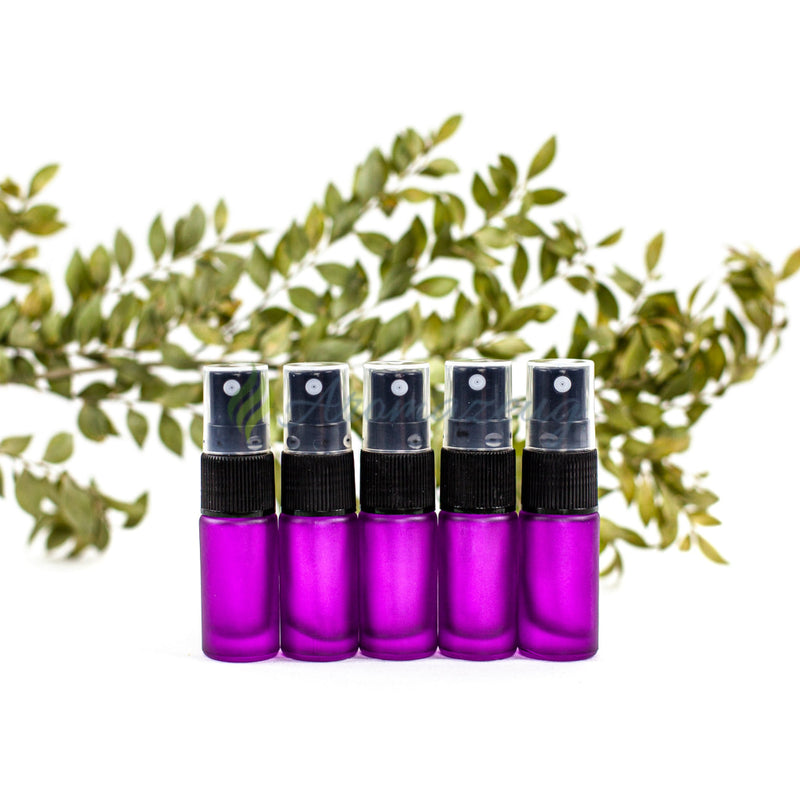 Laden Sie das Bild in Galerie -Viewer, 5 Ml Deluxe Farbige Roll-On-Flaschen In Matt Mit Spray-Aufsatz - Paket Von Lila Spray Flasche
