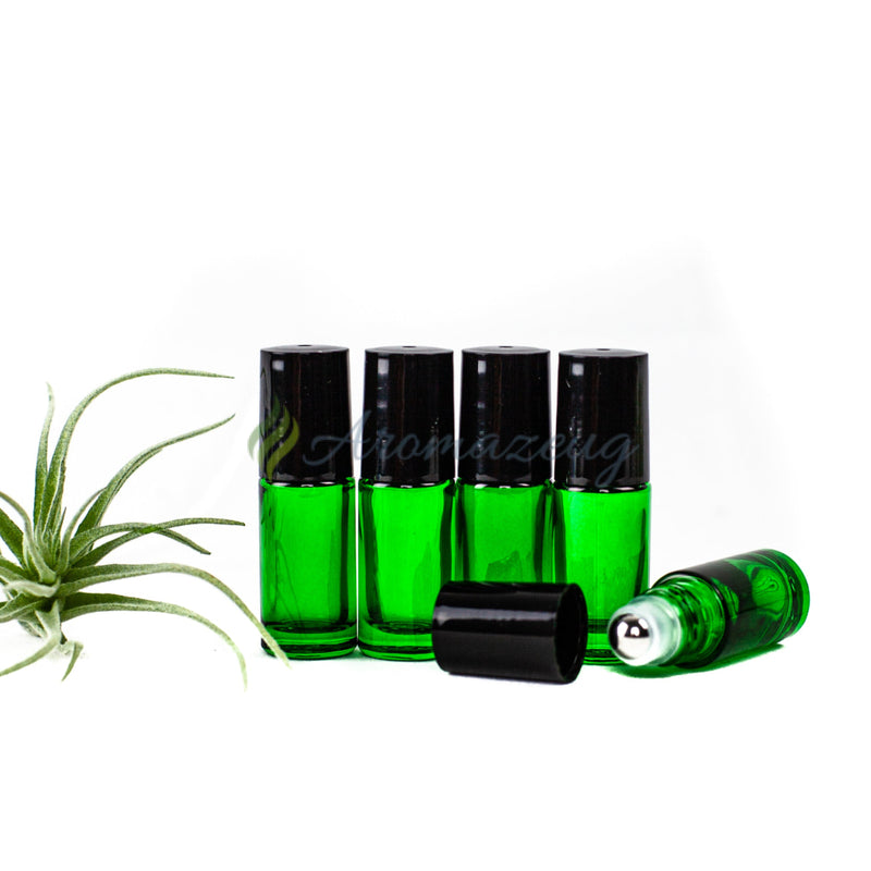 Laden Sie das Bild in Galerie -Viewer, 5 Ml Farbige Roll-On Flaschen Greenline Mit Weißen Edelstahl-Rollern (Paket Von 5) Flasche
