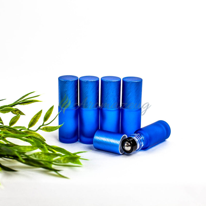 Laden Sie das Bild in Galerie -Viewer, 5 Ml Farbige Roll-On Flaschen In Matt Mit Metalldeckel Und Premium-Rollern - Paket Von Flasche
