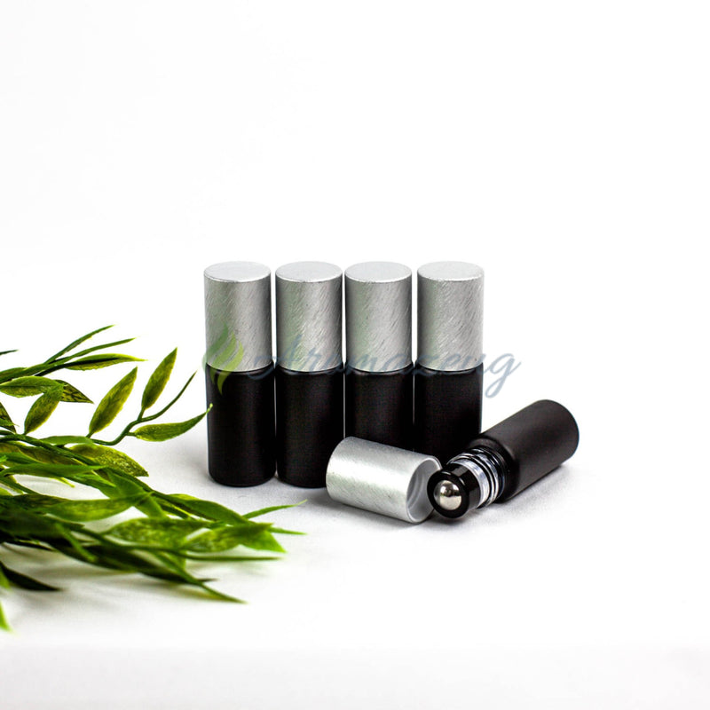 Laden Sie das Bild in Galerie -Viewer, 5 Ml Farbige Roll-On Flaschen In Matt Mit Metalldeckel Und Premium-Rollern - Paket Von Flasche
