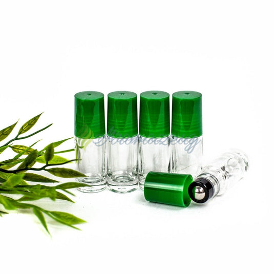 5 Ml Klare Roll-On Flaschen Mit Premium-Rollern - Paket Von Grün Flasche