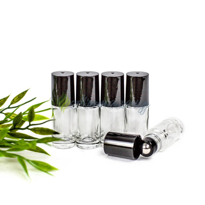 Laden Sie das Bild in Galerie -Viewer, 5 Ml Klare Roll-On Flaschen Mit Premium-Rollern - Paket Von Schwarz Flasche
