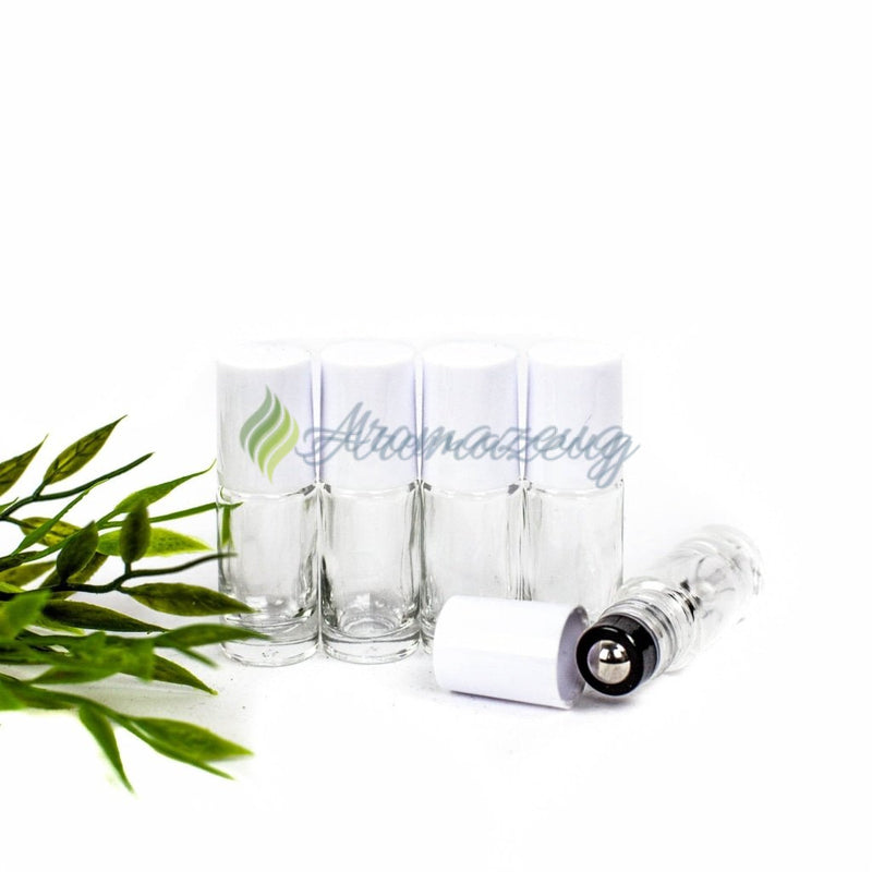 Laden Sie das Bild in Galerie -Viewer, 5 Ml Klare Roll-On Flaschen Mit Premium-Rollern - Paket Von Weiß Flasche
