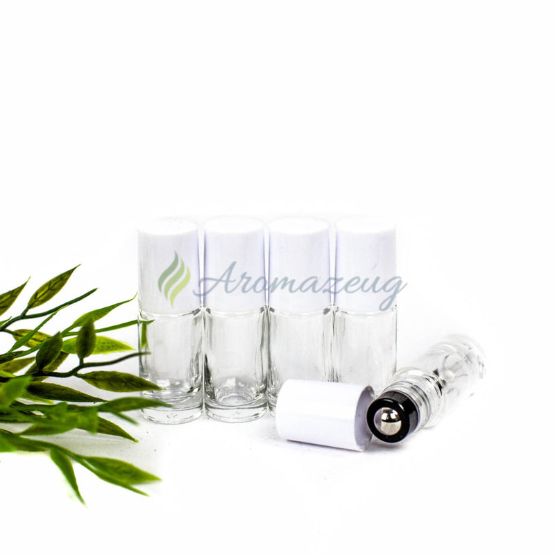 Laden Sie das Bild in Galerie -Viewer, 5 Ml Klare Roll-On Flaschen Mit Premium-Rollern - Paket Von Weiß Flasche
