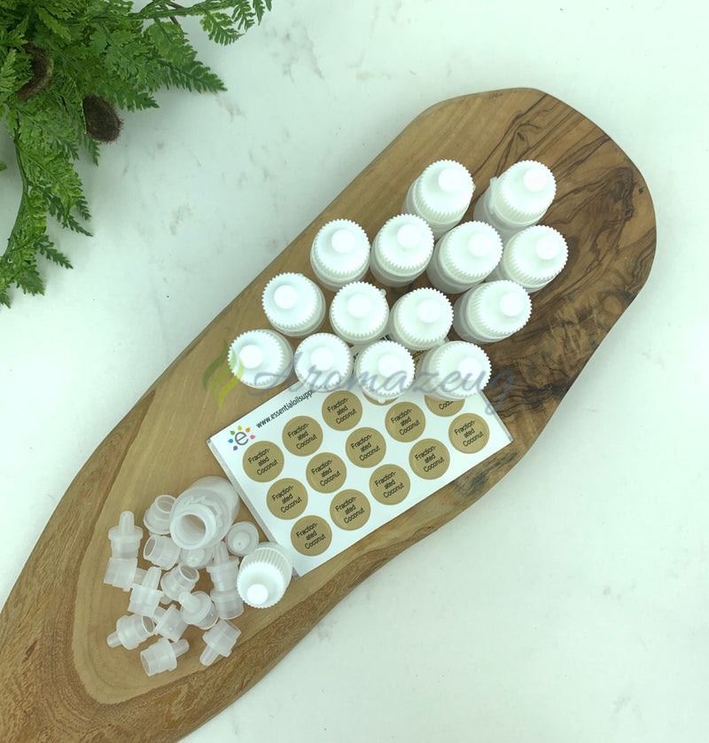 Laden Sie das Bild in Galerie -Viewer, 5 Ml Fraktioniertes Kokosöl Probeflaschen - Paket Von Oder 15 Behälter
