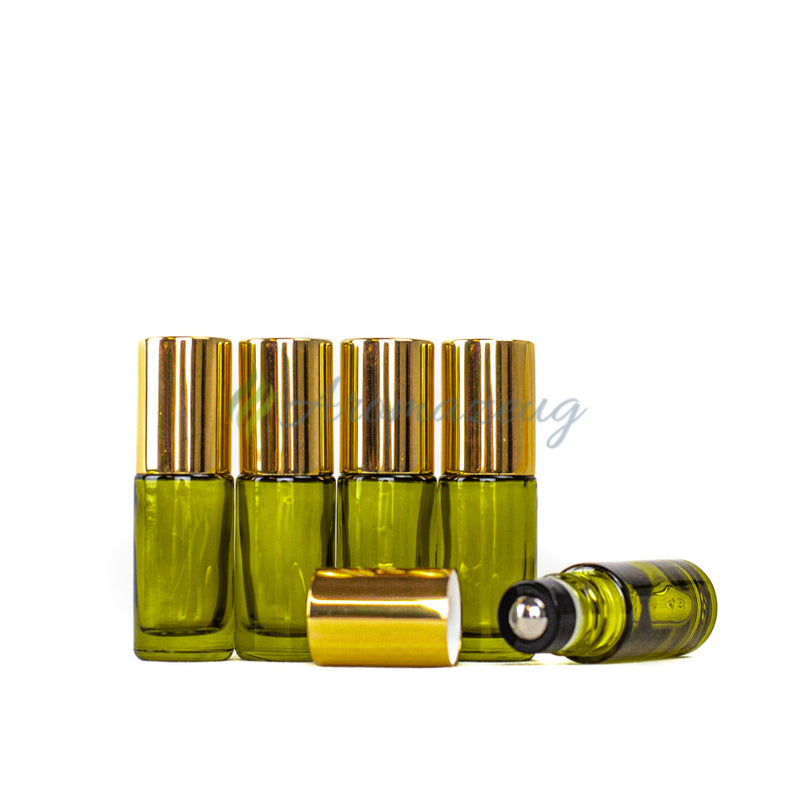 Laden Sie das Bild in Galerie -Viewer, 5 Ml Roll-On Flaschen Olive (Paket Von 5)
