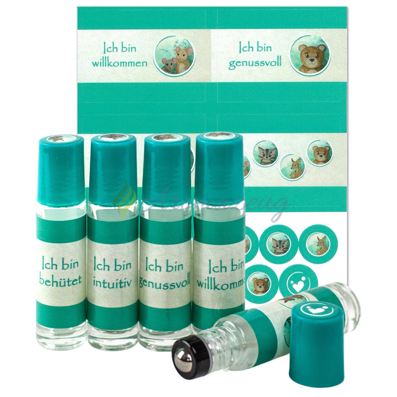 Laden Sie das Bild in Galerie -Viewer, Aufkleber Inklusive 10Ml Roll-On Flaschen Passend Zum Affirmationskartenset Für Kinder (1.
