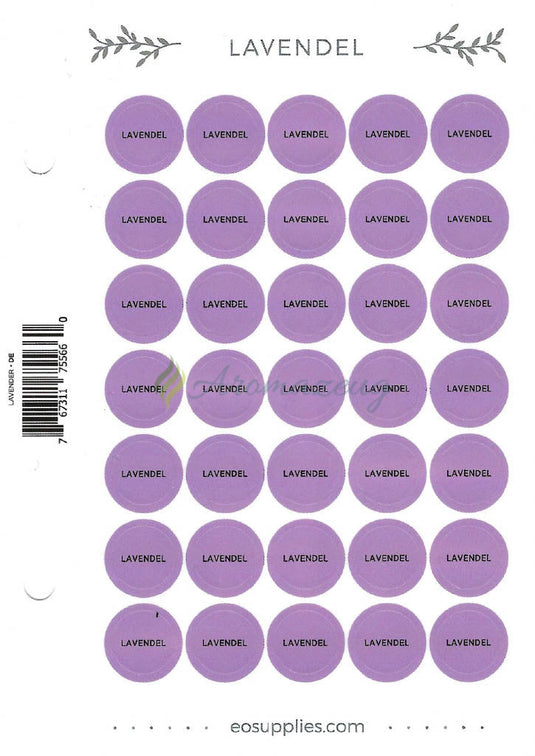 Aufkleber Für Flaschen Deutsch (Einzelöle) - 35 Pro Seite Gerades Design Lavendel