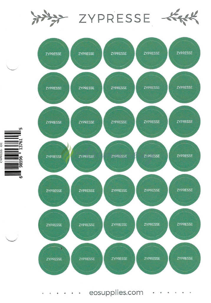 Laden Sie das Bild in Galerie -Viewer, Aufkleber Für Flaschen Deutsch (Einzelöle) - 35 Pro Seite Gerades Design Zypresse
