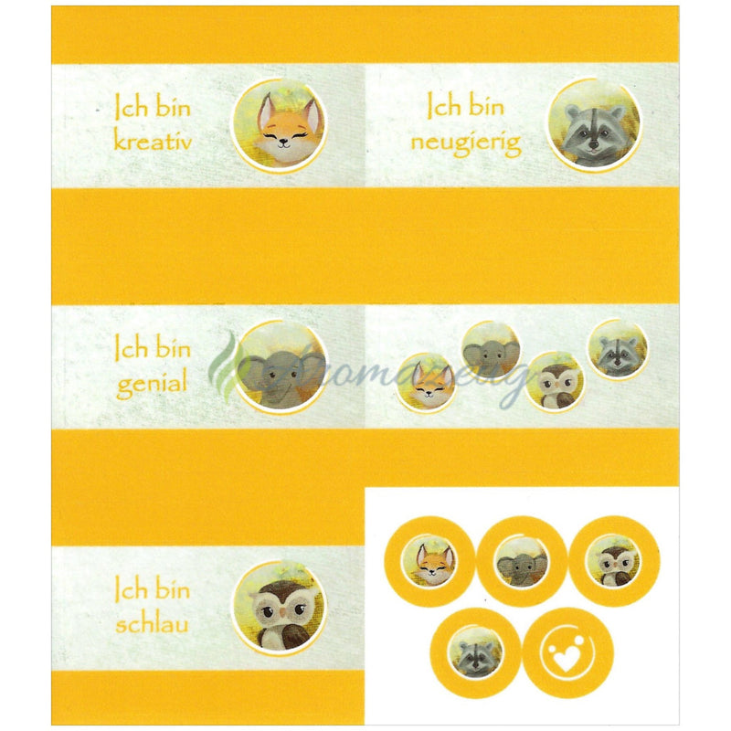Laden Sie das Bild in Galerie -Viewer, Aufkleber passend zum Affirmationskartenset für Kinder (2. Auflage) Gelb (Einzelner Aufkleberbogen) Roll-On Flaschen
