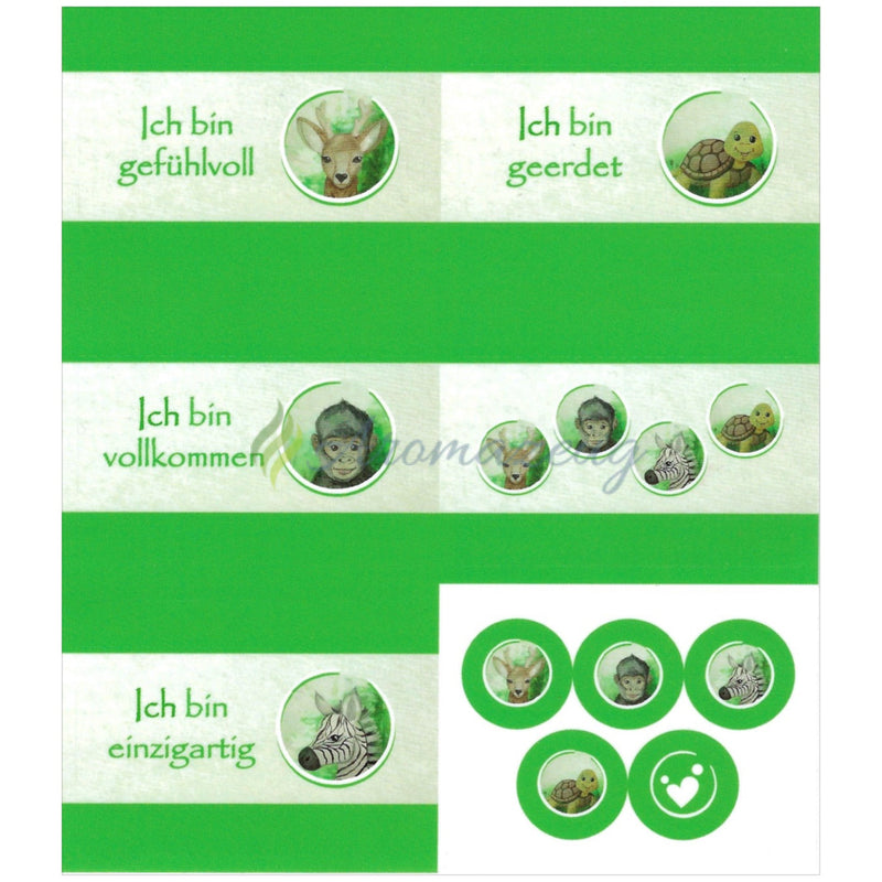 Laden Sie das Bild in Galerie -Viewer, Aufkleber passend zum Affirmationskartenset für Kinder (2. Auflage) Grün (Einzelner Aufkleberbogen) Aufkleber
