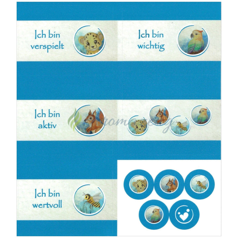 Laden Sie das Bild in Galerie -Viewer, Aufkleber passend zum Affirmationskartenset für Kinder (2. Auflage) Hellblau (Einzelner Aufkleberbogen) Aufkleber
