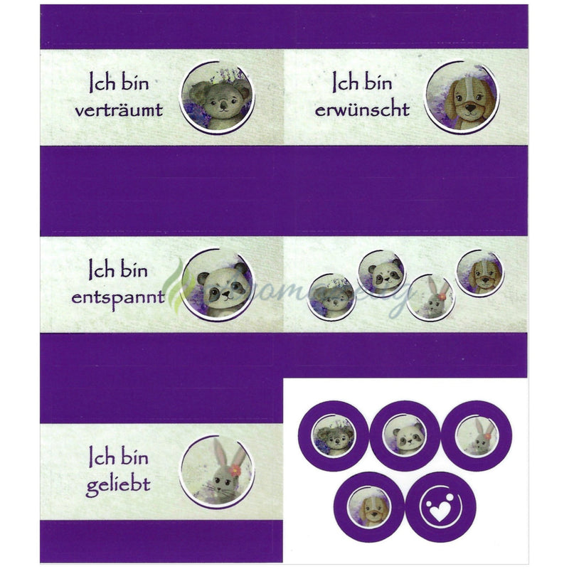 Laden Sie das Bild in Galerie -Viewer, Aufkleber passend zum Affirmationskartenset für Kinder (2. Auflage) Lila (Einzelner Aufkleberbogen) Aufkleber

