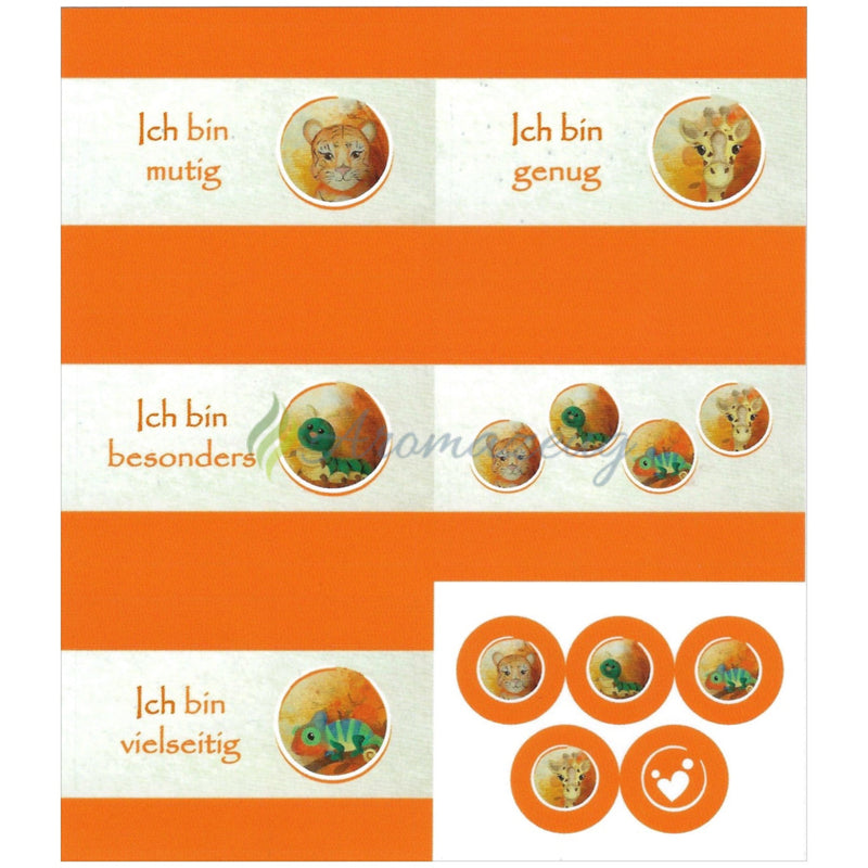 Laden Sie das Bild in Galerie -Viewer, Aufkleber passend zum Affirmationskartenset für Kinder (2. Auflage) Orange (Einzelner Aufkleberbogen) Aufkleber
