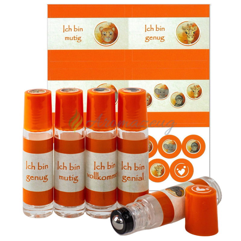 Laden Sie das Bild in Galerie -Viewer, Aufkleber Inklusive 10Ml Roll-On Flaschen Passend Zum Affirmationskartenset Für Kinder (1.
