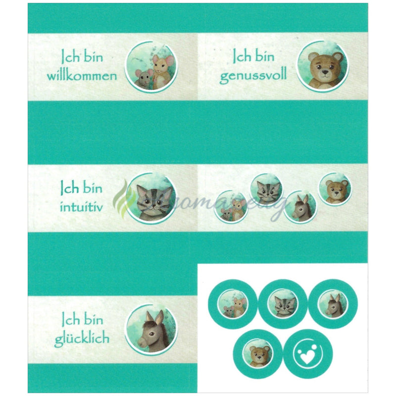 Laden Sie das Bild in Galerie -Viewer, Aufkleber passend zum Affirmationskartenset für Kinder (2. Auflage) Türkis (Einzelner Aufkleberbogen) Aufkleber
