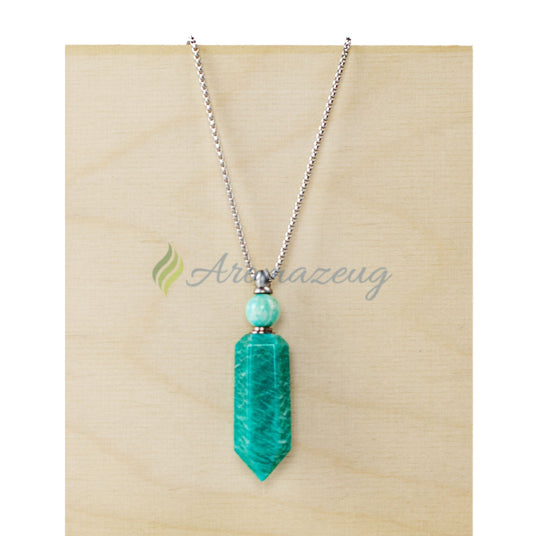 Befüllbare Amazonit Obelisk Halskette Schmuck