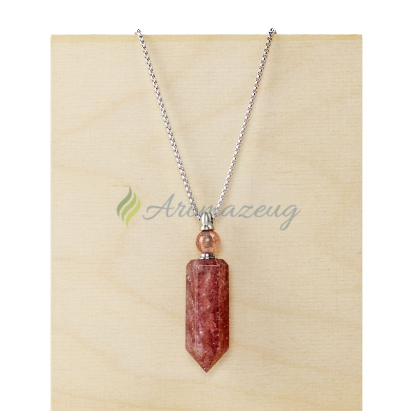 Laden Sie das Bild in Galerie -Viewer, Befüllbare Erdbeerquartz Obelisk Halskette Schmuck

