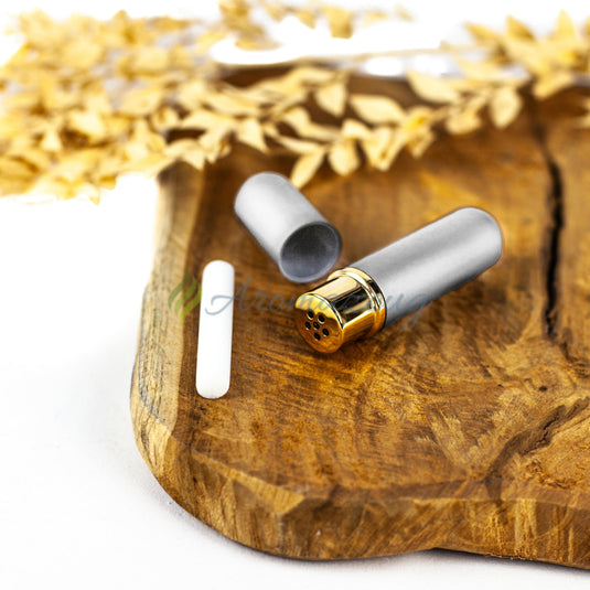 Inhalierstift Aus Glas Mit Metallhülle Platin Zubehör