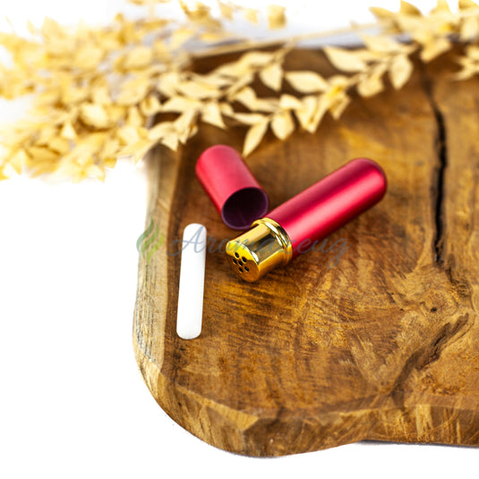 Inhalierstift Aus Glas Mit Metallhülle Rot Zubehör