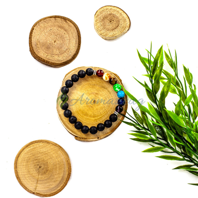 Laden Sie das Bild in Galerie -Viewer, Lavastein Chakra Armband Zubehör
