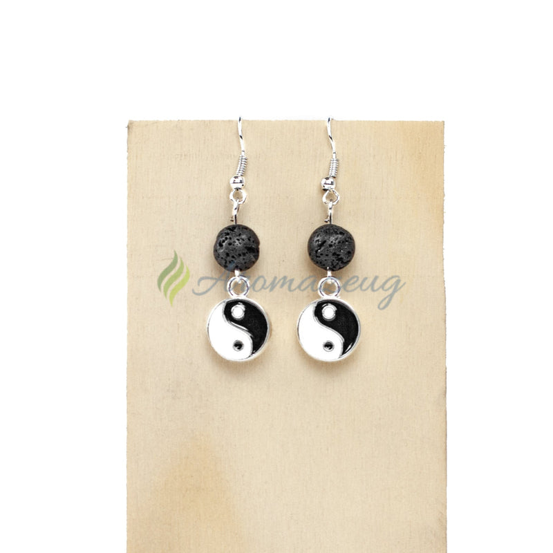 Laden Sie das Bild in Galerie -Viewer, Lavastein Diffuser Ohrringe Yin Yang Schmuck
