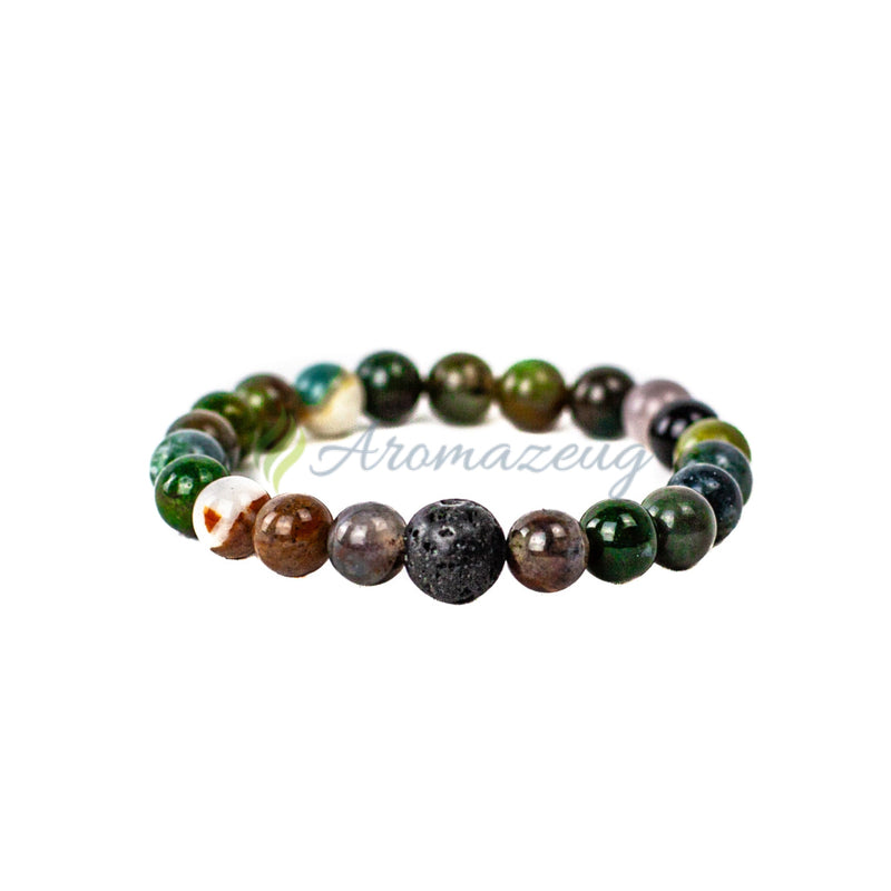 Laden Sie das Bild in Galerie -Viewer, Moosachat Und Lavastein Diffuser Armband Ruth Schmuck
