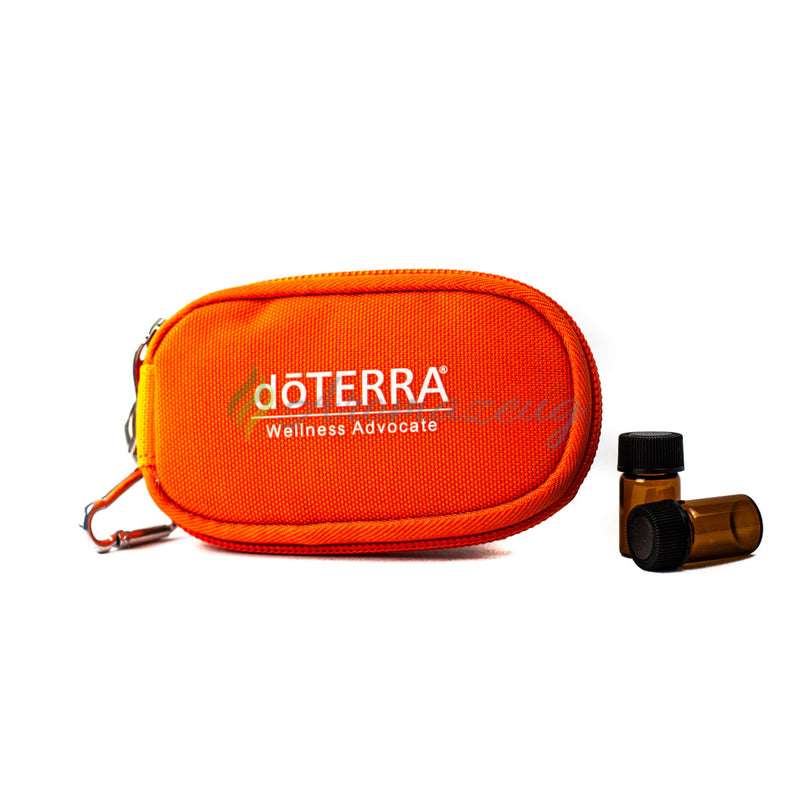 Laden Sie das Bild in Galerie -Viewer, Schlüsselanhänger-Tasche Nylon Für 10 Probeflaschen Orange Mit Logo Tasche
