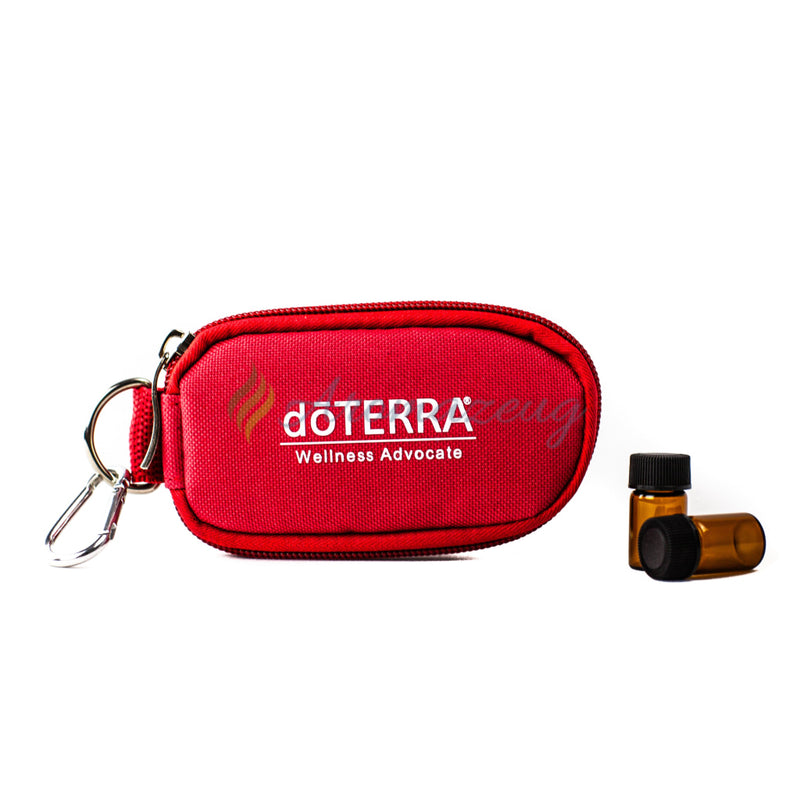 Laden Sie das Bild in Galerie -Viewer, Schlüsselanhänger-Tasche Nylon Für 10 Probeflaschen Rot Mit Logo Tasche
