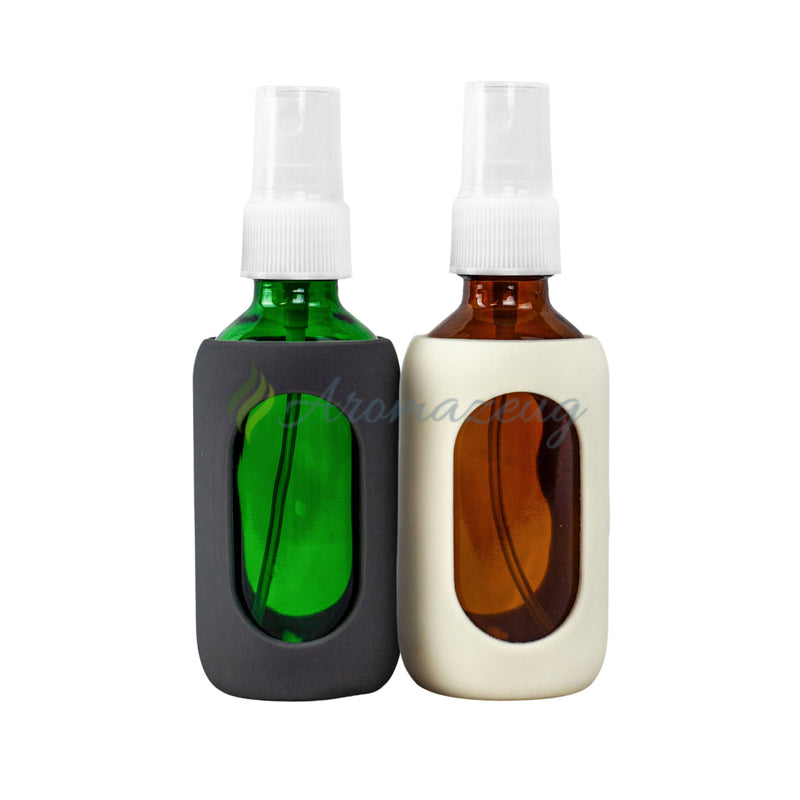 Laden Sie das Bild in Galerie -Viewer, Serenity - 60 Ml Sprayflaschenset In Grün Und Braun Mit Silikonhüllen Edler Geschenkverpackung
